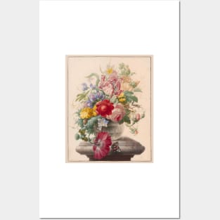 Flowers in a Glass Vase with a Butterfly Posters and Art